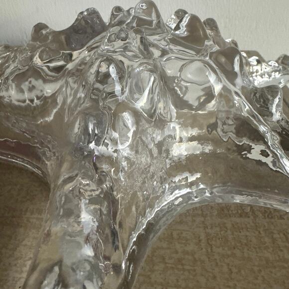 STARFISH Hand Blown Clear Art Glass Paperweight Beach House Ocean decor - Picture 3 of 9